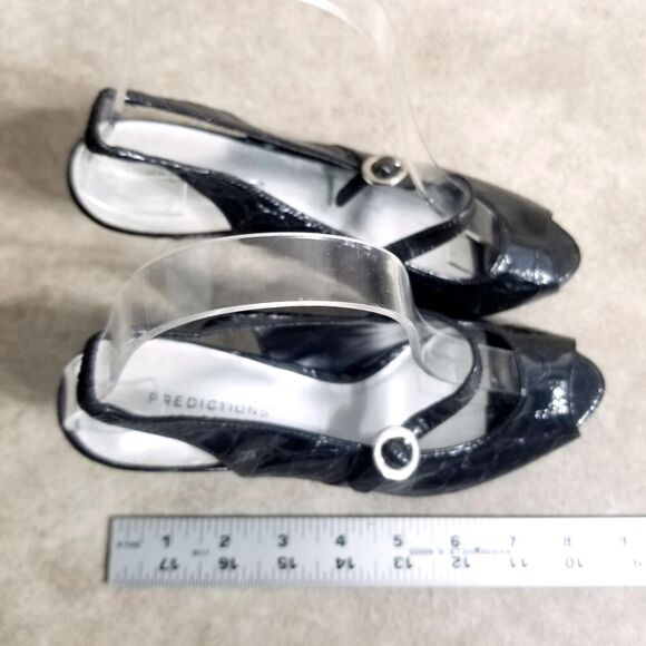 Predictions Womens 70965 Size 6 Black Croc Print Slip On Peep Toe Slingback Heel - Picture 8 of 10